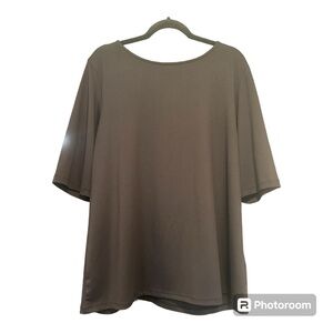 Susan Graver Essentials Butterknit Elbow Sleeve Bateau Neck Top Black XL